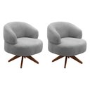 Ver imagem 1 de Kit 02 Poltronas Decorativas Orgânicas Living Have Base Giratória Bouclê Cinza - Abmaza