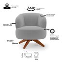 Ver imagem 3 de Kit 02 Poltronas Decorativas Orgânicas Living Have Base Giratória Bouclê Cinza - Abmaza