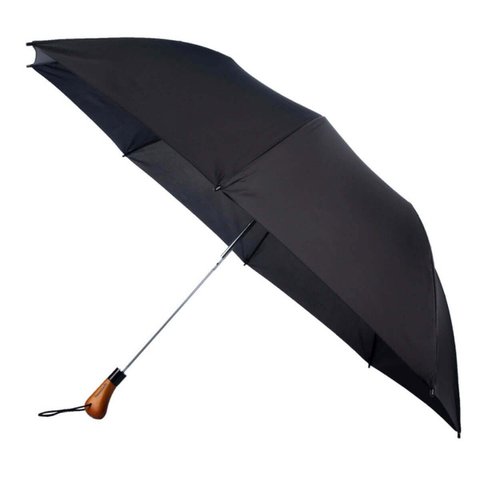 Guarda Chuva 130cm Fazzoletti Maxi Golf Automático Preto Grande Cabo de Madeira