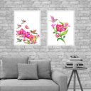Ver imagem 2 de Kit 2 Quadros Passarinhos Beija-flores 24x18cm:moldura Branca