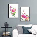 Ver imagem 1 de Kit 2 Quadros Passarinhos Beija-flores 24x18cm:moldura Branca