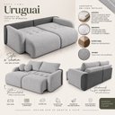Ver mais imagens de Sofá Cama Casal Retrátil e Reclinável 2 Lugares Bicolor Névoa / Grafite Uruguai 196cm