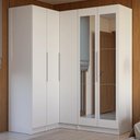 Ver imagem 1 de Guarda-roupa Modulado de Canto 310 Cm 5 Portas com Espelhos 2 Gavetas Branco Neo Madesa 04