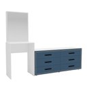 Ver imagem 2 de Cômoda Valência 6 Gavetas com Espelho Azul/branco - Politorno