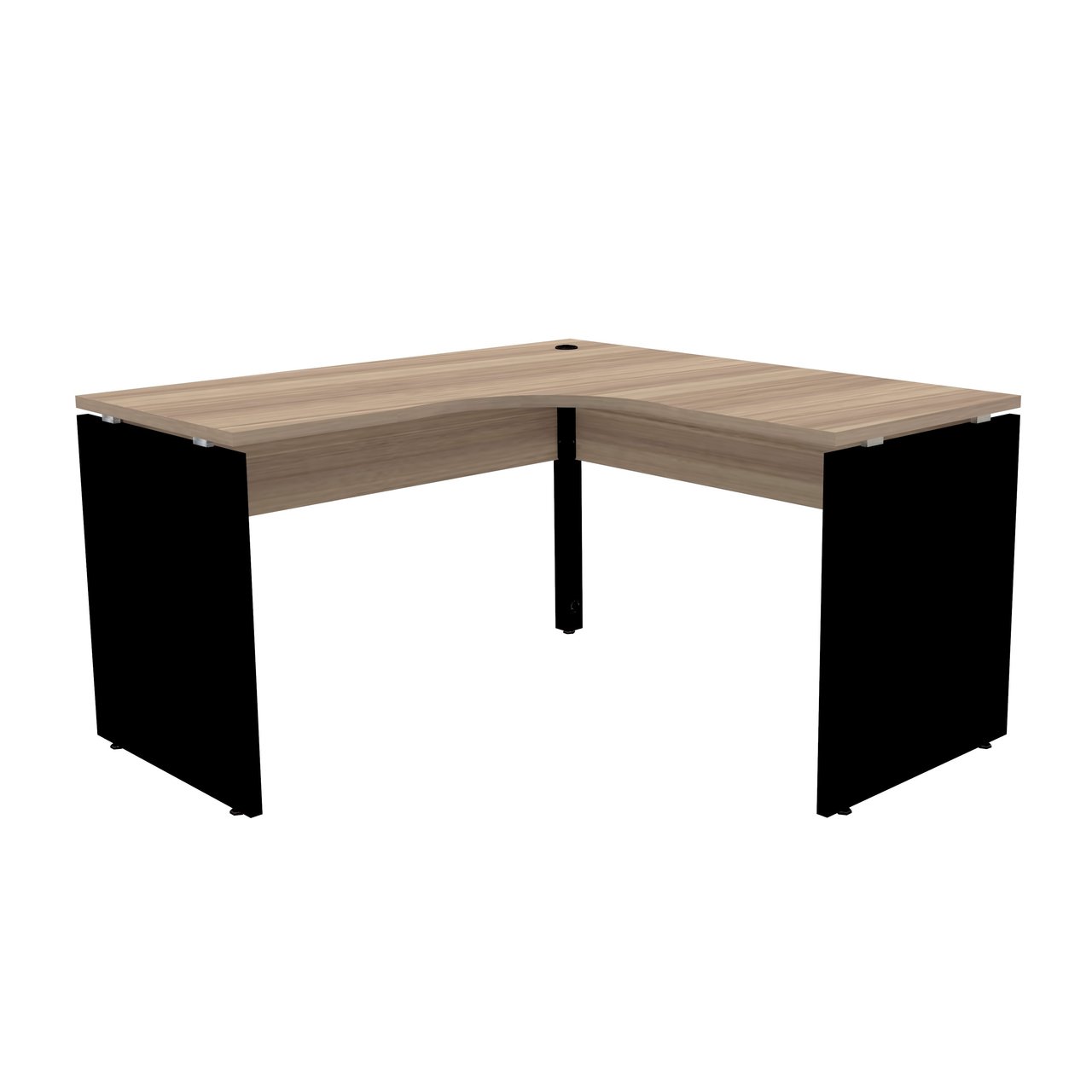 Mesa em L para Escritório 125x125 Pandin P25 - Naturalle/Preto - 1