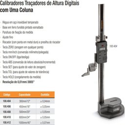 Calibrador Traçador de Altura Digital - Coluna Simples - 500mm/20 - Digimess - 4