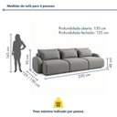 Ver imagem 3 de Sofá Cama Modular Orgânico Retrátil 4 Lugares 230cm Base Madeira Maciça Oxford