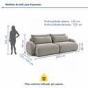 Ver imagem 3 de Sofá Retrátil 3 Lugares Linho Cinza 230cm Oxford