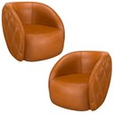 Ver imagem 1 de Kit 2 Poltronas Decorativa para Sala 90cm Tressê Zion M22 Sintético Caramelo - Mpozenato