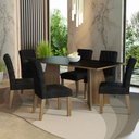 Ver imagem 1 de Conjunto Sala de Jantar Mesa Tampo de Madeira 6 Cadeiras Rustic/preto/oxford Madison Madesa