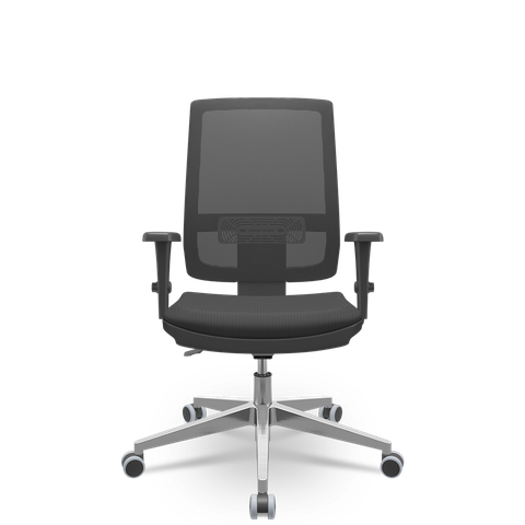 Cadeira Brizza Tela 3d Backplax Aluminio - Aero Preto