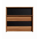 Ver imagem 4 de Balcão Atendimento Recepção Alto 90 Cm Escritório F5 Office Cor:nogal com Preto