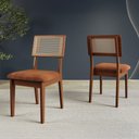 Ver imagem 5 de Conjunto Mesa de Jantar Redonda 4 Cadeiras Estofadas Encosto Tela 100% MDF Pinhão/Veronese - Dalla C