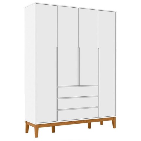 Guarda Roupa Infantil Nature Clean 4 Portas Branco Soft Eco Wood - Matic