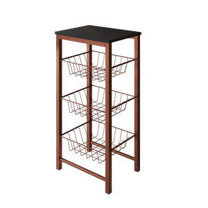 Fruteira de Chão Cozinha Montada Aço Cobre Tampo Preto Roma