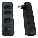 Ver imagem 2 de Adaptador 10a 3 Tomadas 2 Usb/c Max 2500w Bm-8702b Preto