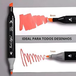 Estojo de Canetinhas Permanente Ponta Dupla 24 Cores Escola - 3