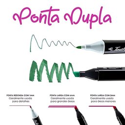 Estojo de Canetinhas Permanente Ponta Dupla 24 Cores Escola - 2