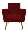 Ver imagem 3 de Kit Namoradeira + 1 Poltrona Decorativa Nina Capitonê + Puff Redondo Suede Marsala Pés Madeira Ms De