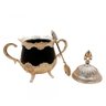 Açucareiro Preto de Porcelana e Metal Prateado + Colher - 4
