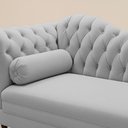 Ver imagem 6 de Divã Recamier Chaise Longue Lavínia 150cm Capitonê Pés de Madeira Bouclê Cinza Claro - Desk