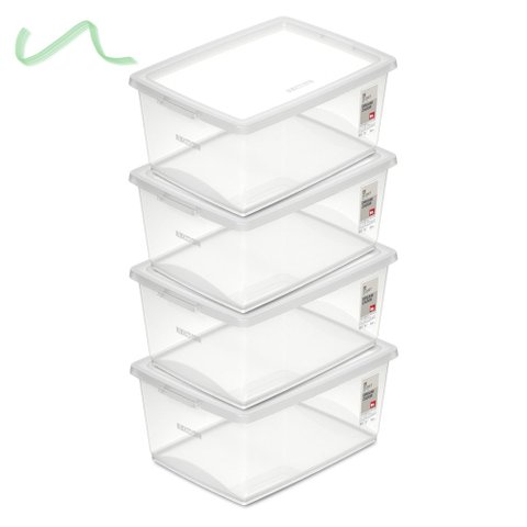 Kit 4 Caixa Organizadora 30l Ordene Design Moderno Cristal
