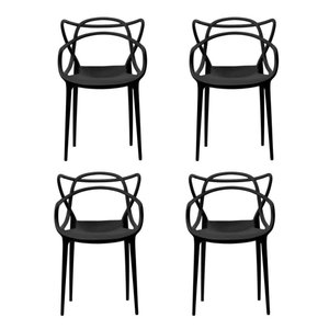 Kit 4 cadeiras Allegra Design Moderno em Polipropileno Empilhável – Para Sala, Cozinha e Escritório 