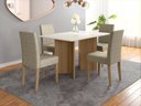 Ver imagem 4 de Mesa de Jantar 4 Lugares 1,36m Tampo com Vidro Napoles Carvalho Off-White