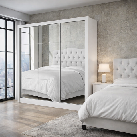 Guarda Roupa com 3 Portas Espelhadas Sapphire -grand Line