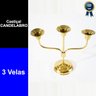 Castiçal Candelabro Dourado em Latão Suporte para 3 Velas - 2