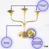 Castiçal Candelabro Dourado em Latão Suporte para 3 Velas - 3