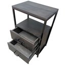 Ver imagem 3 de Mesa de Cabeceira Cor Preta com 2 Gavetas Estilo Industrial - Ferro Metalon e Madeira Maciça