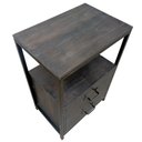 Ver mais imagens de Mesa de Cabeceira Cor Preta com 2 Gavetas Estilo Industrial - Ferro Metalon e Madeira Maciça