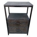Ver imagem 4 de Mesa de Cabeceira Cor Preta com 2 Gavetas Estilo Industrial - Ferro Metalon e Madeira Maciça