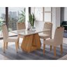 Conjunto de Mesa Ágata 130x80 cm e 4 Cadeiras Paola - MDF/Vidro - Off White/Nature - 7