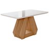 Conjunto de Mesa Ágata 130x80 cm e 4 Cadeiras Paola - MDF/Vidro - Off White/Nature - 4