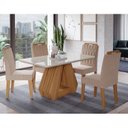 Ver imagem 1 de Conjunto de Mesa Ágata 130x80 cm e 4 Cadeiras Paola - MDF/Vidro - Off White/Nature