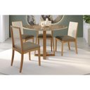 Ver imagem 1 de Conjunto Mesa Elma Premium Madeira Maciça C/ Tampo Madeirado C/ Vidro 135x105cm e 4 Cadeiras Lara