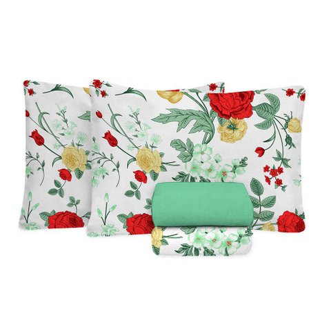 Jogo de Cama Queen Size Algodão 200 Fios 4 Peças Estampado
