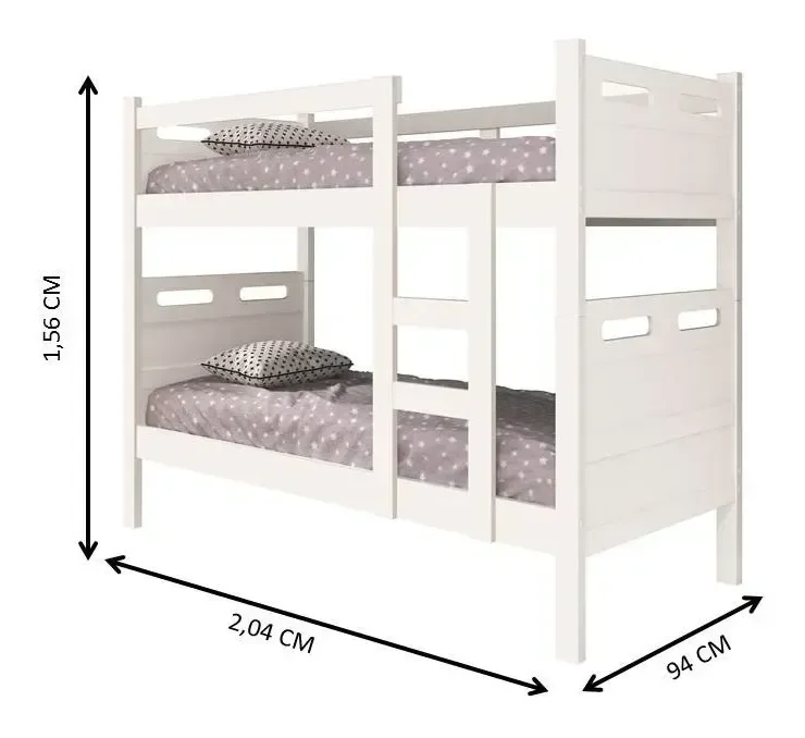 Ver imagem 3 de Beliche Solteiro Jaspe Mdf que Vira Duas Cama Nature Off White com 1 Colchao D33