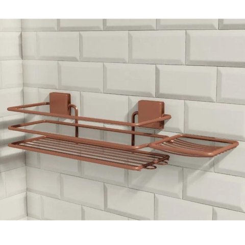 Suporte De Parede Para Shampoo Com Saboneteira - Cobre