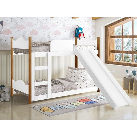 Beliche Infantil Encanto Branco Grenat com Escorregador- Gabrielli Móveis