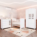 Ver imagem 1 de Quarto Bebê Completo Berço 3EM1 Eloá Guarda Roupa 3 Portas Cômoda 4 Gavetas 1 Porta MDF Branco