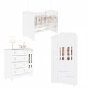 Ver imagem 3 de Quarto Bebê Completo Berço 3EM1 Eloá Guarda Roupa 3 Portas Cômoda 4 Gavetas 1 Porta MDF Branco