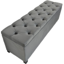 Ver imagem 2 de Puf Baú Estofado em Capitonê Queen 160x40x45cm Cor Cinza - Estrutura em Mdf e Tecido em Veludo Suede