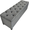 Ver imagem 2 de Puf Baú Estofado em Capitonê Queen 160x40x45cm Cor Cinza - Estrutura em Mdf e Tecido em Veludo Suede
