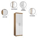 Ver imagem 2 de Armário Multiuso Sabrina 2 Portas 2 Prateleiras MDP 60cm Amêndoa e Branco