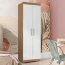 Ver imagem 1 de Armário Multiuso Sabrina 2 Portas 2 Prateleiras MDP 60cm Amêndoa e Branco