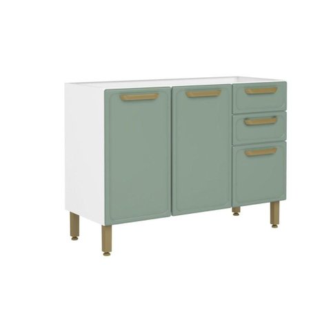 Gabinete de Cozinha Modulado Bella C/ 3 Portas e 2 Gavetas S/ Tampo 120cm Verde - Bertolini