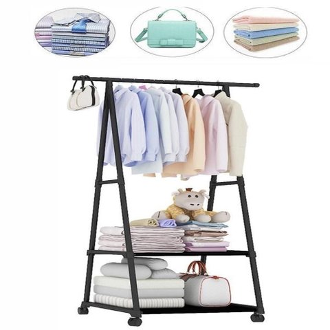 Estante Organizadora Portátil com 2 Prateleiras em Ferro 55cm Preto